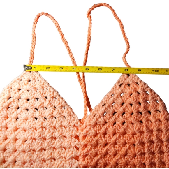 Crochet Variegated Pastel Oranges Halter Top Handmade - Picture 6 of 7
